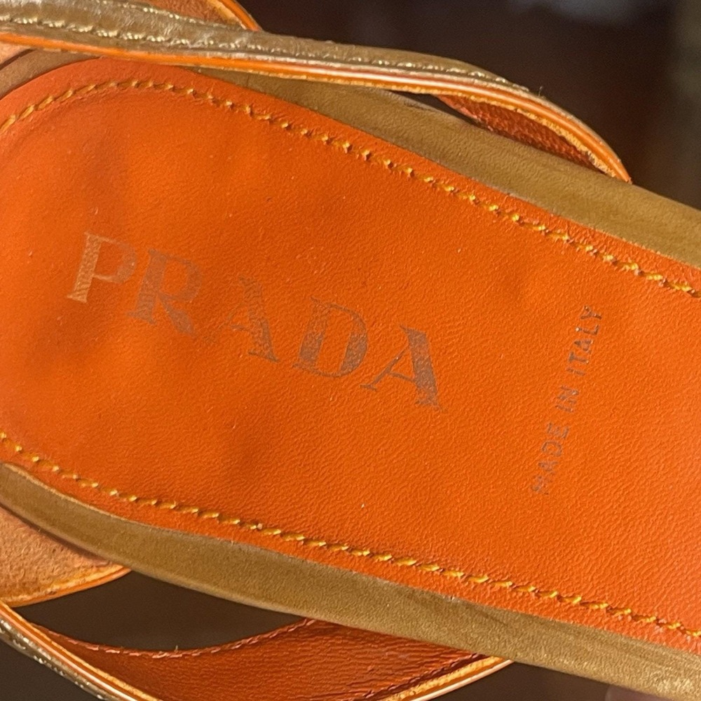 Prada Vintage Y2K Kitten Heel Pointed Toe Brown Mule Pumps Shoe Womens 40 US 10 - Picture 9 of 10